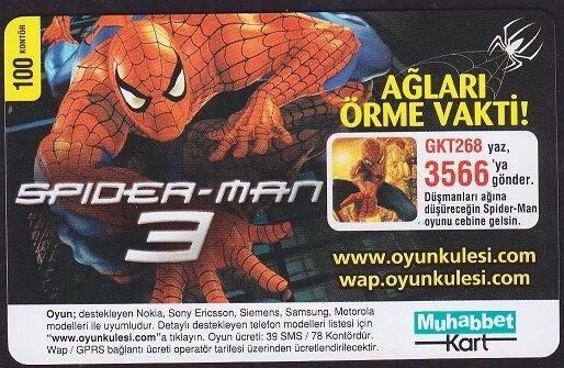Turkcell Muhabbet Kart 100 Kontör Spider Man 3