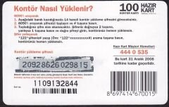 Turkcell Hazır Kart 100 Kontör 2008