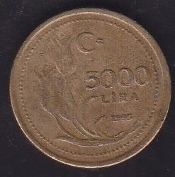 1995 Yılı 5000 Lira ( Rakamlar Küçük )