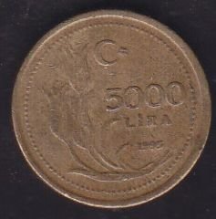 1995 Yılı 5000 Lira ( Rakamlar Küçük )