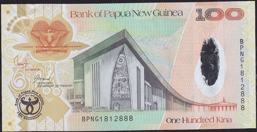 Papua New Guine 100 Kina 2008 Çil Pick 37 ( 888 )