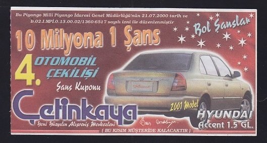 ÇETİNKAYA MAĞAZASI EŞYA PİYANGOSU 2000