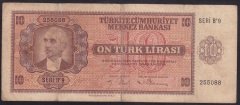 3.EMİSYON 10 LİRA B9 255088 ÇOK TEMİZ