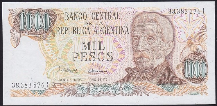 Arjantin 1000 Pesos 1976 - 1983 Çilaltı Çil Pick 304d1
