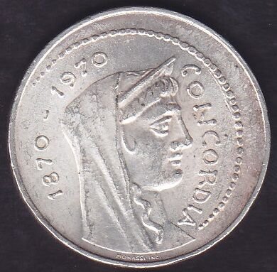 İtalya 1000 Liret 1970 Gümüş Hatıra para 100. Yıldönümü - İtalya'nın başkenti Roma