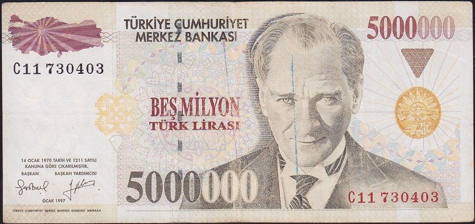 7.Emisyon 5 000 000 Lira C11 730403 Çok Temiz