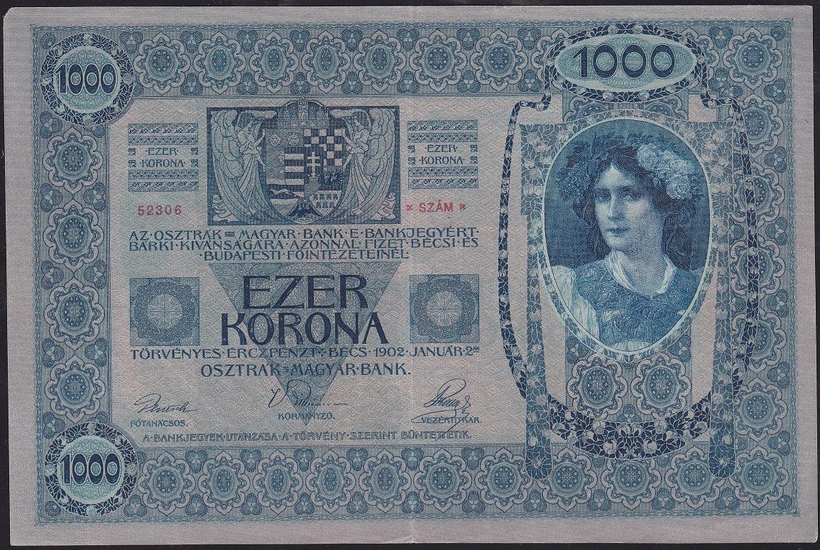 Avusturya Macaristan 1000 Korona 1902 Çok Çok Temiz