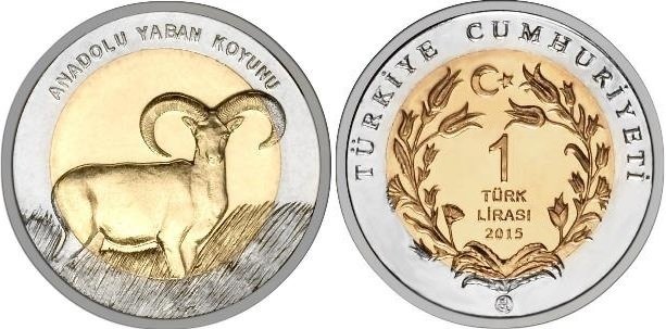 2015 Yılı 1 Lira Anadolu Yaban Koyunu Hatıra Para Çil