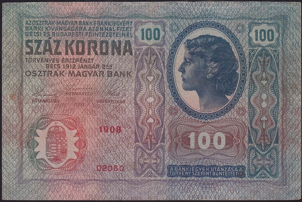 Avusturya Macaristan 100 Korona 1912 Çok Çok Temiz+