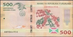 Burundi 500 Frank 2015 Çil Pick50