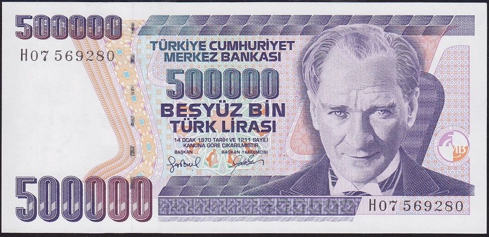 7.Emisyon 4.Tertip 500000 Lira H07 569280 Çil