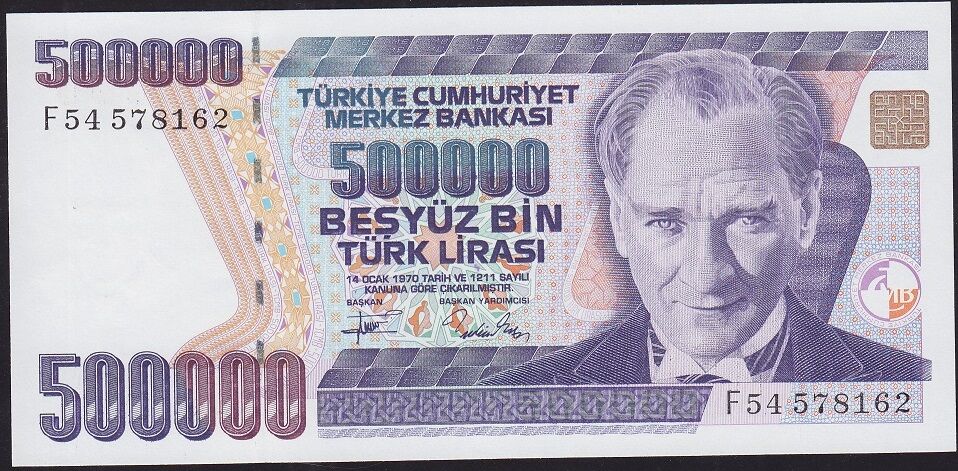 7.Emisyon 3.Tertip 500000 Lira F54 578162 Çilaltı Çil