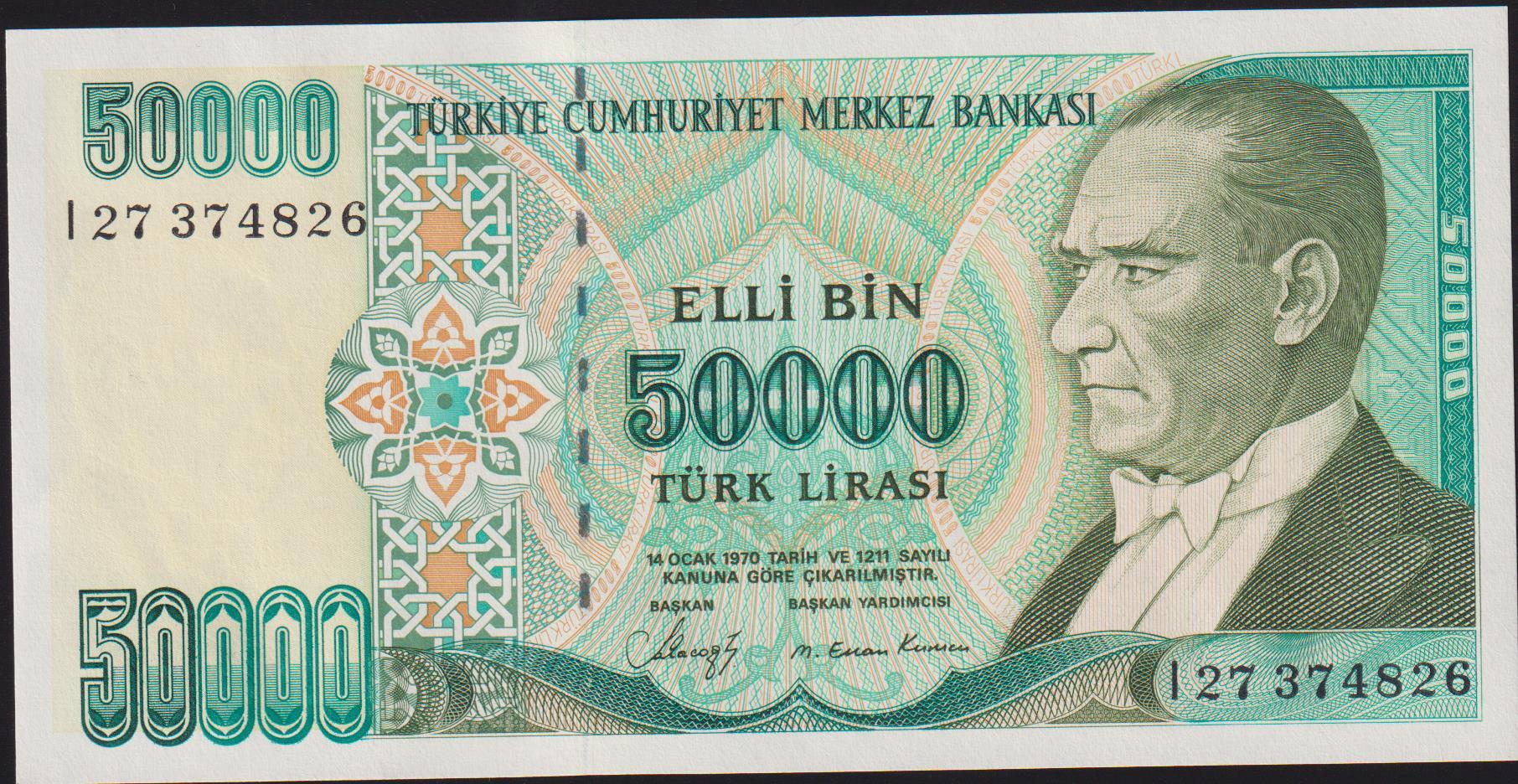 7.Emisyon 1.Tertip 50000 Lira I27 374826 Çilaltı Çil