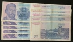 YUGOSLAVYA 50000 DİNAR 1993 ÇOK TEMİZ - 10 ADET