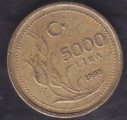 1998 Yılı 5000 Lira Kalın Baskı