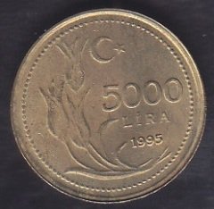 1995 Yılı 5000 Lira Çil Rakam Büyük