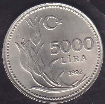 1992 Yılı 5000 Lira Çil