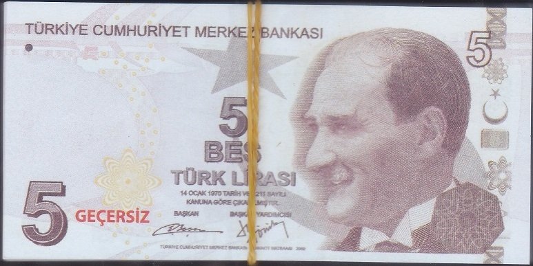 9. Emisyon 5 Lira Deste (100 Adet) Geçersiz Düğün Parası