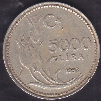 1992 Yılı 5000 Lira