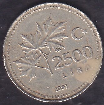 1991 Yılı 2500 Lira