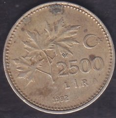 1992 Yılı 2500 Lira