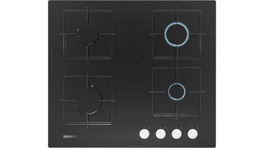 Siemens EN6C6PO12O iQ100 Gazlı Ocak 60 cm Sert Cam Siyah