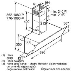 Siemens LC95KA670T Ankastre Duvar Tipi Davlumbaz Eğimli Siyah Cam 90cm