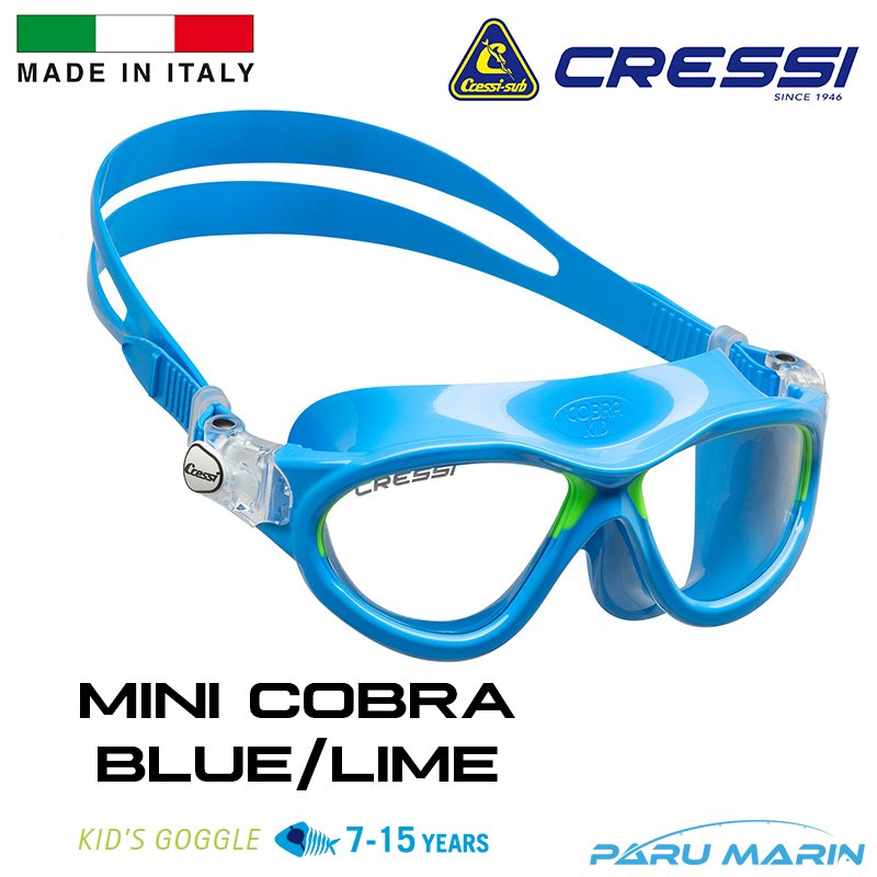 Cressi Mini Cobra 7-15 Yaş Blue / Lime Yüzücü Gözlüğü