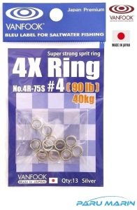 Vanfook 4R-75S Split Ring Halka #4 40Kg (90Lb)