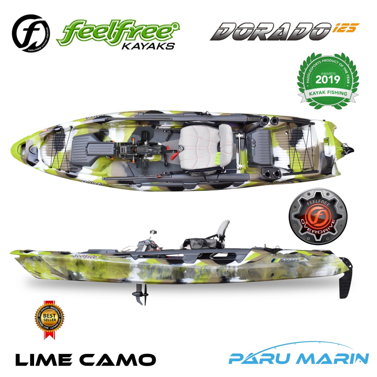 Feelfree DORADO 125 Lime Camo Overdrive Pedallı Kano