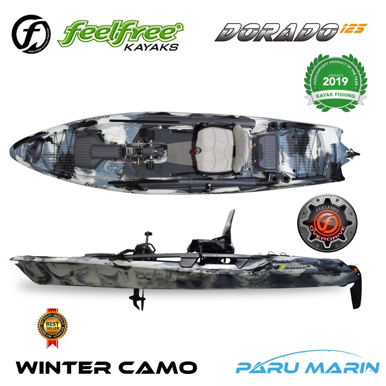 Feelfree DORADO 125 Winter Camo Overdrive Pedallı Kano