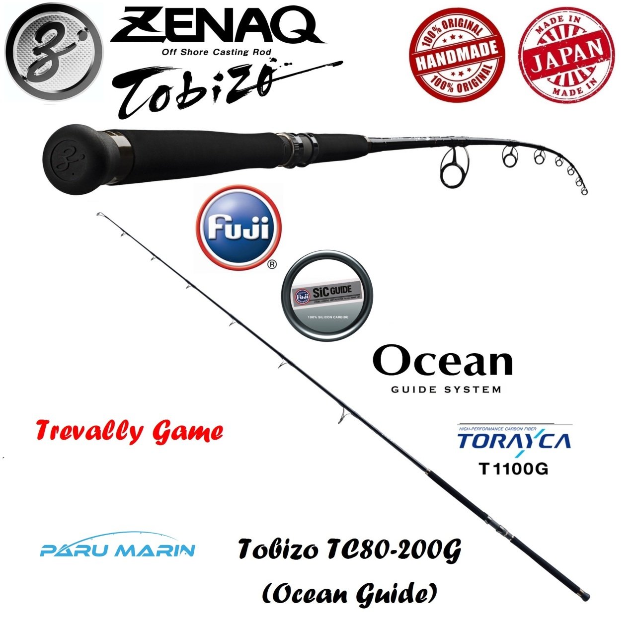 Zenaq Tobizo  TC80-200G for Trevally Off Shore Casting Kamış  244 cm. Max. 230 g.