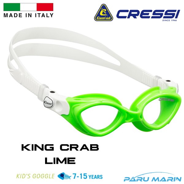 Cressi King Crab 7-15 Yaş Lime Yüzücü Gözlüğü