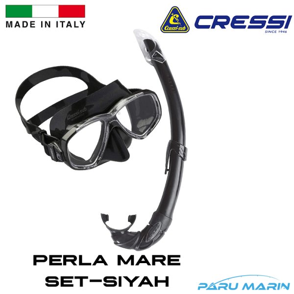 Cressi Perla Mare Maske ve Şnorkel Set Siyah