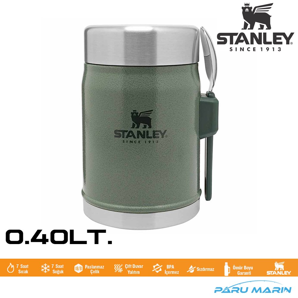Stanley Klasik Paslanmaz Çelik Yemek Termosu Kaşıklı 0,40 LT YEŞİL