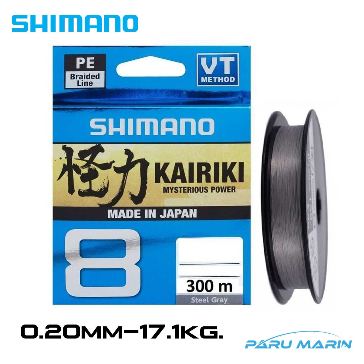 Shimano Kairiki 8x 300mt. 0.20mm 17.1kg. Gri İp Misina