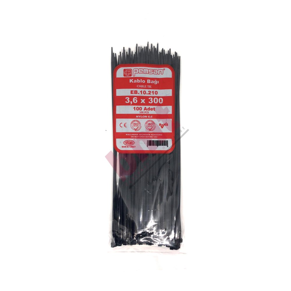 Pemsan Kablo Bağı Siyah - 3,6x300 MM