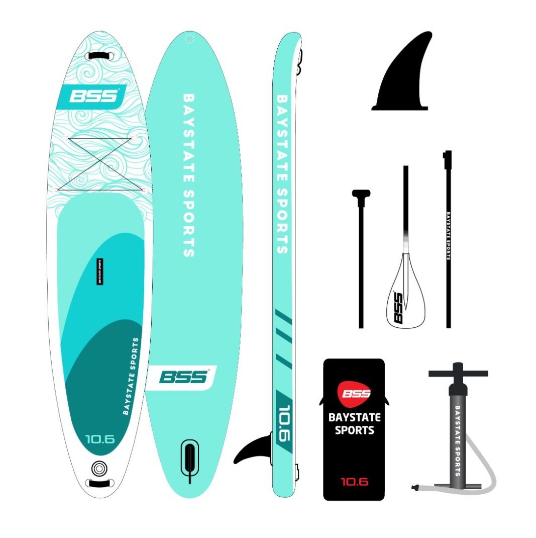 BSS Stand Up Paddle Board 10.6 - Art Green Paddle Board (Inflatable) - SUP 10.6 - Kürek Sörfü (Şişme) - Full Paket