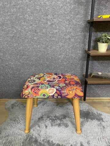 Asedia Trend Naturel Retro Ahşap Uzatma Pufu Makyaj Koltuğu Bench