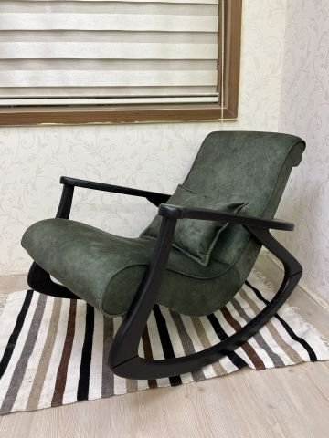 Asedia Ekol Siyah Yeşil Ahşap Sallanan Sandalye