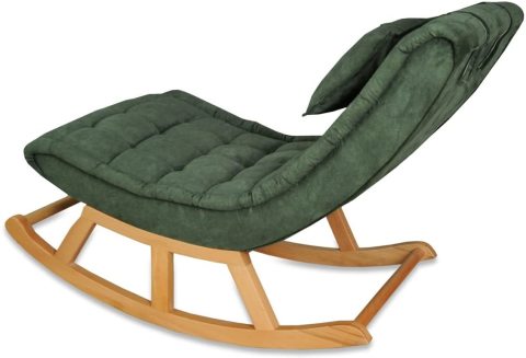 Asedia Miskin Naturel Yeşil Ahşap Sallanan Sandalye Dinlenme Koltuğu Emzirme Koltuğu Baba Koltuğu Tv,Okuma Koltuğu
