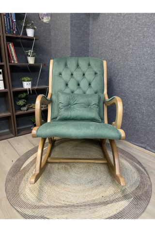 Asedia Rustik Naturel Natura Fıstık Yeşili Sallanan Sandalye Dinlenme Koltuğu