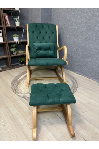 Asedia Rustik Naturel Natura Yeşil Sallanan Sandalye Dinlenme Koltuğu