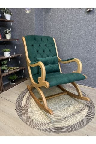 Asedia Rustik Naturel Natura Yeşil Sallanan Sandalye Dinlenme Koltuğu