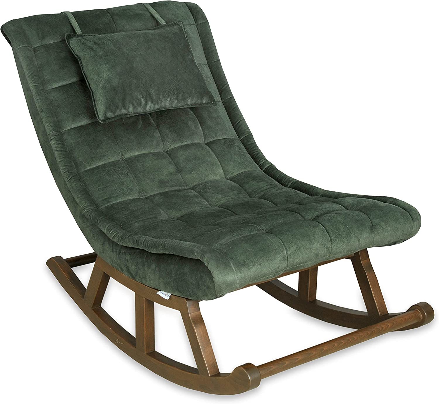 Asedia Miskin Ceviz Yeşil Ahşap Sallanan Sandalye Dinlenme Koltuğu Emzirme Koltuğu Baba Koltuğu Tv,Okuma Koltuğu