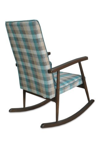 Asedia Trend Ceviz Keten Ekose1650 Kumaş Modern Ahşap Sallanan Sandalye