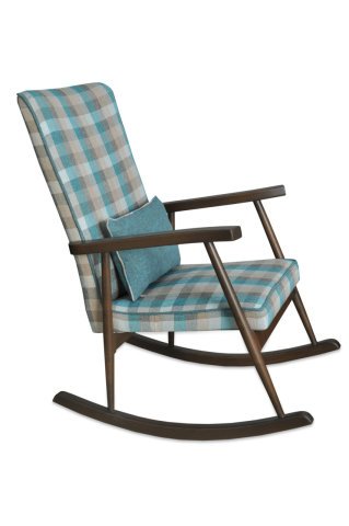 Asedia Trend Ceviz Keten Ekose1650 Kumaş Modern Ahşap Sallanan Sandalye