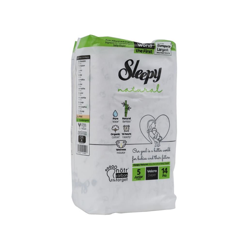 Sleepy Natural Ultra Hassas Bebek Bezi 5 Junior (11-18 Kg) Cırtlı Bez 14 Adet