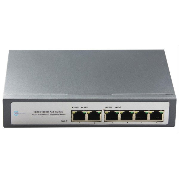 XPS-1200-6P - 4 port 10/100/1000 PoE + 2 port 10/100/1000T Uplink Yönetilemez Switch