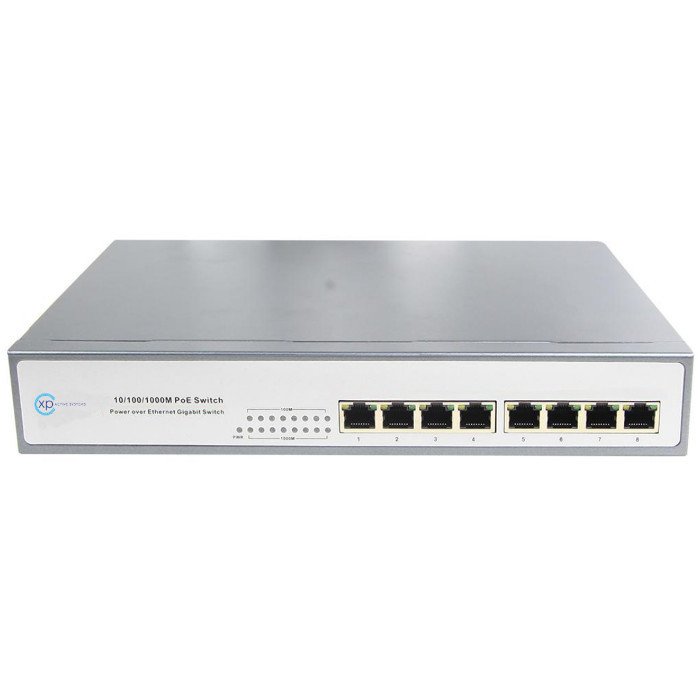 XPS-1200-8P - 7 port 10/100/1000 PoE + 1 port 10/100/1000T Uplink Yönetilemez Switch